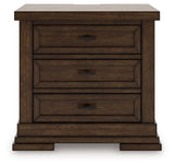 Taffenbrook - Three Drawer Night Stand - Medium Brown