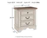 Realyn - Three Drawer Night Stand - White / Brown / Beige