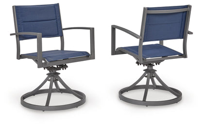 Rocky Creek - Sling Swivel Chair (Set of 2) - Blue / Gray