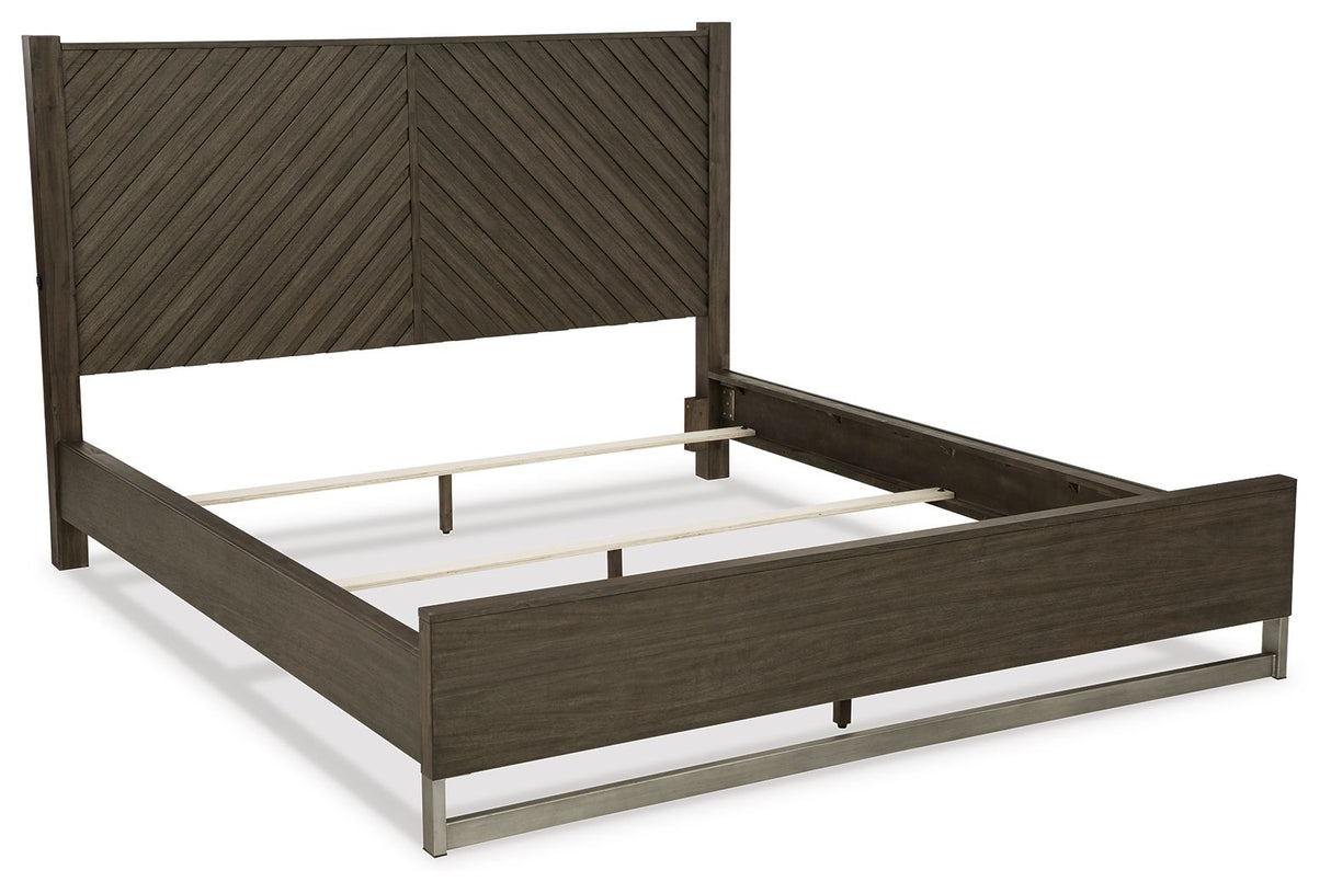 Arkenton - 5 Pc. - Dresser, Mirror, King Panel Bed - Grayish Brown