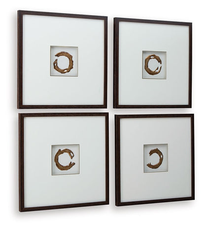 Dallbourne - Wall Art Set (Set of 4) - White / Gold Finish