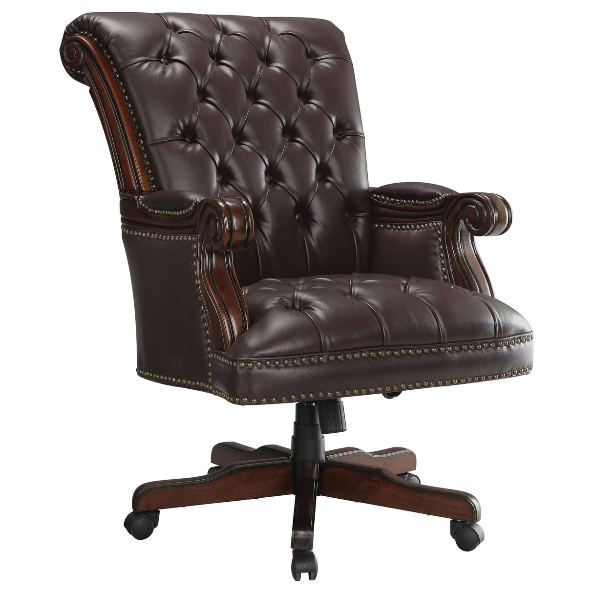 Furniture City Houma - Coaster - Calloway Upholstered Executive Office Desk Chair Dark Brown - 800142