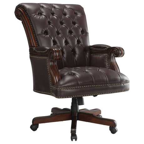 Furniture City Houma - Coaster - Calloway Upholstered Executive Office Desk Chair Dark Brown - 800142