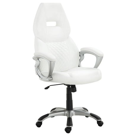 Furniture City Houma - Coaster - Bruce Upholstered Adjustable Home Office Desk Chair White - 800150