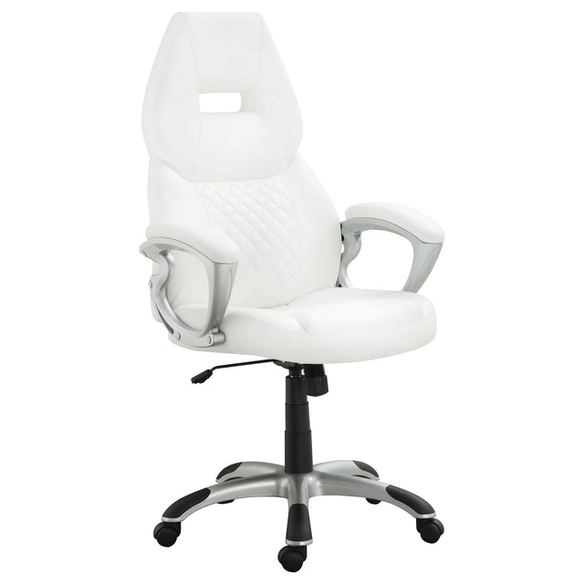 Furniture City Houma - Coaster - Bruce Upholstered Adjustable Home Office Desk Chair White - 800150