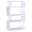 Furniture City Houma - Coaster - Emelle 63-inch 4-shelf Glass Panel Bookshelf White - 800300