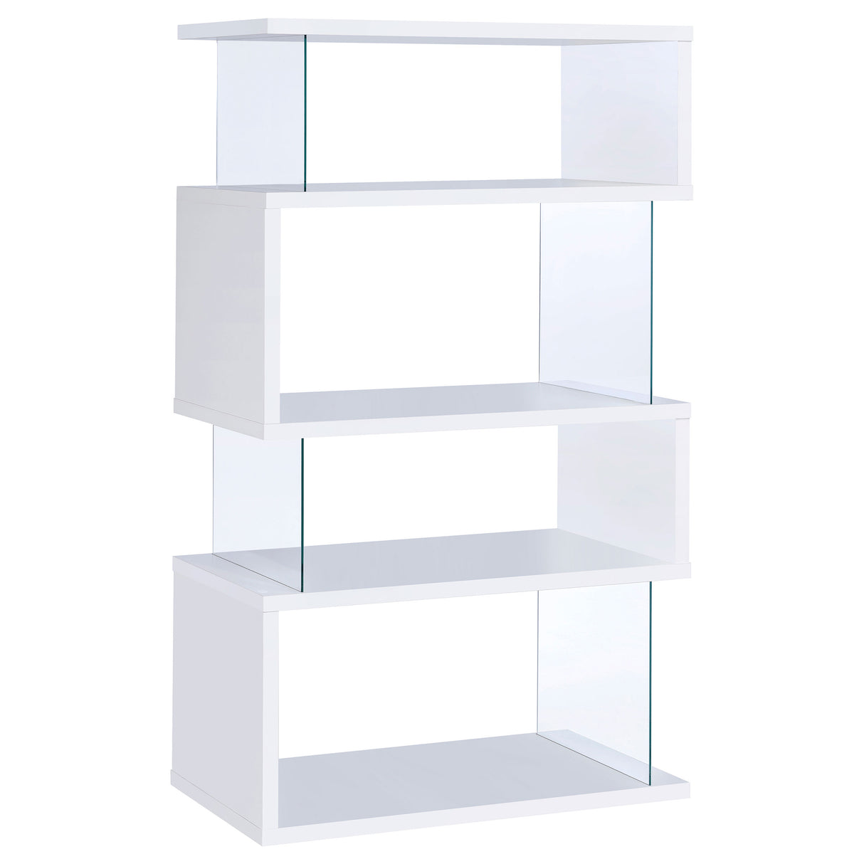 Furniture City Houma - Coaster - Emelle 63-inch 4-shelf Glass Panel Bookshelf White - 800300