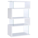 Furniture City Houma - Coaster - Emelle 63-inch 4-shelf Glass Panel Bookshelf White - 800300