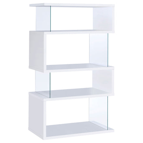 Furniture City Houma - Coaster - Emelle 63-inch 4-shelf Glass Panel Bookshelf White - 800300