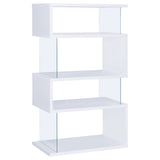 Emelle 63-inch 4-shelf Glass Panel Bookshelf White