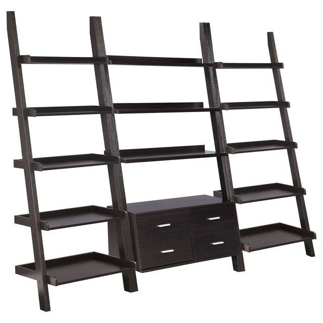 Furniture City Houma - Coaster - Colella 3-piece Storage Ladder Bookshelf Set Cappuccino - 800319-S3