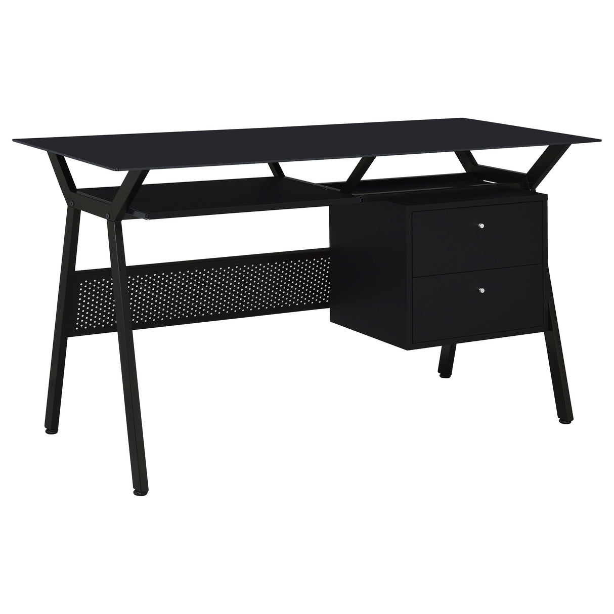 Furniture City Houma - Coaster - Weaving 55-inch 2-drawer Computer Desk Keyboard Tray Black - 800436