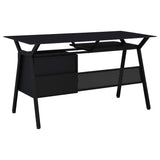 Weaving 55-inch 2-drawer Computer Desk Keyboard Tray Black