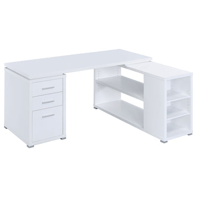Furniture City Houma - Coaster - Yvette 60-inch 3-drawer L-Shape Computer Desk White - 800516