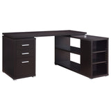 Furniture City Houma - Coaster - Yvette 60-inch 3-drawer L-Shape Computer Desk Cappuccino - 800517