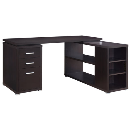 Furniture City Houma - Coaster - Yvette 60-inch 3-drawer L-Shape Computer Desk Cappuccino - 800517