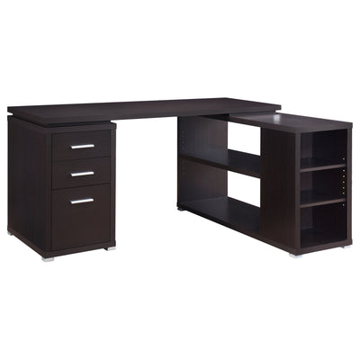 Furniture City Houma - Coaster - Yvette 60-inch 3-drawer L-Shape Computer Desk Cappuccino - 800517