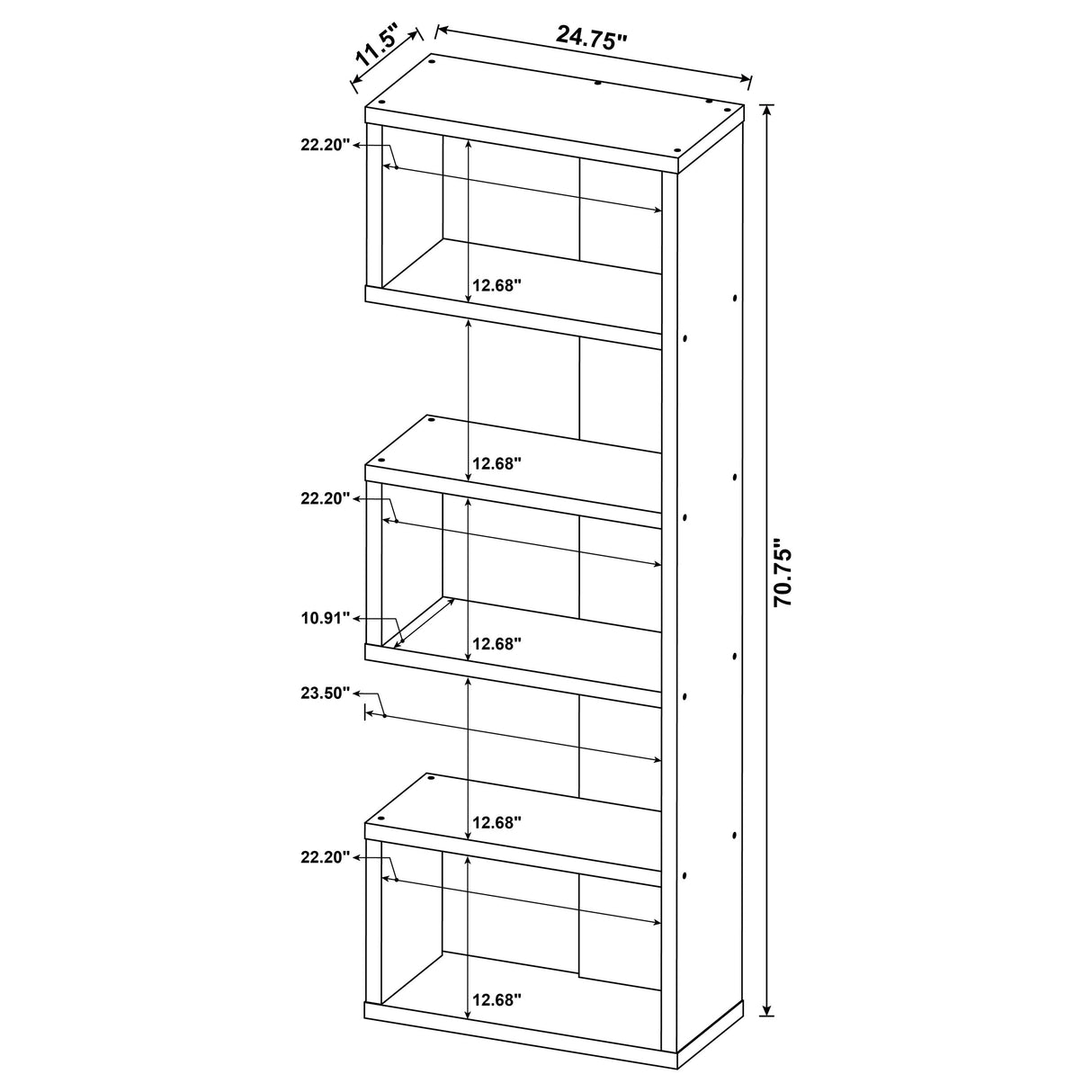 Joey 71-inch 5-shelf Bookshelf Weathered Grey