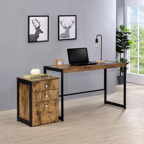 Furniture City Houma - Coaster - Estrella 2-piece Office Desk File Cabinet Set Rustic Nutmeg - 800655-S2