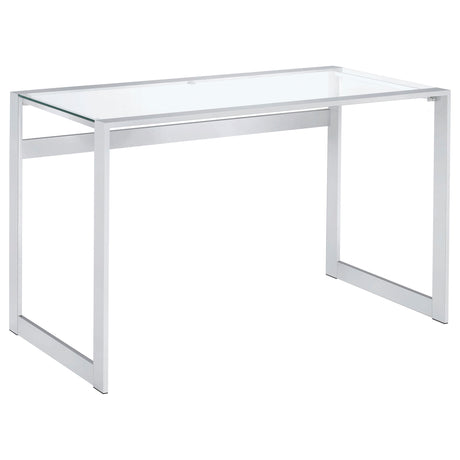 Furniture City Houma - Coaster - Hartford 47-inch Glass Top Writing Desk Chrome - 800746