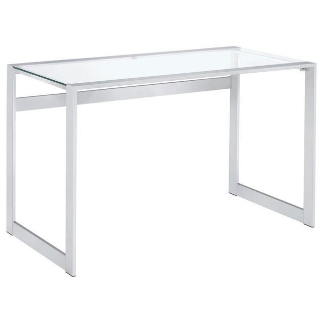 Furniture City Houma - Coaster - Hartford 47-inch Glass Top Writing Desk Chrome - 800746