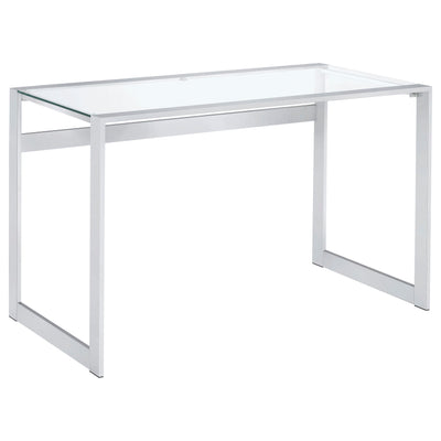 Furniture City Houma - Coaster - Hartford 47-inch Glass Top Writing Desk Chrome - 800746