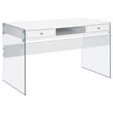 Furniture City Houma - Coaster - Dobrev 48-inch 2-drawer Writing Desk White High Gloss - 800829