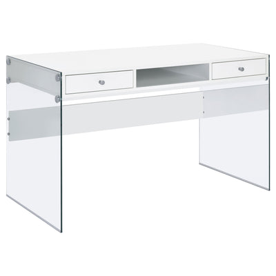Furniture City Houma - Coaster - Dobrev 48-inch 2-drawer Writing Desk White High Gloss - 800829