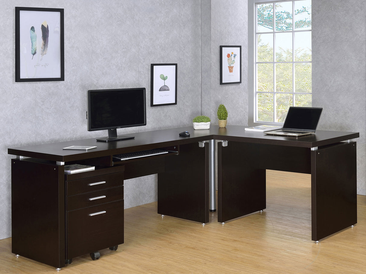 Furniture City Houma - Coaster - Skylar L-Shape Desk with Mobile File Cabinet Cappuccino - 800891-S4