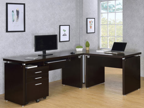 Furniture City Houma - Coaster - Skylar L-Shape Desk with Mobile File Cabinet Cappuccino - 800891-S4