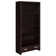 Furniture City Houma - Coaster - Skylar 71-inch 5-shelf Bookcase with Drawer Cappuccino - 800905