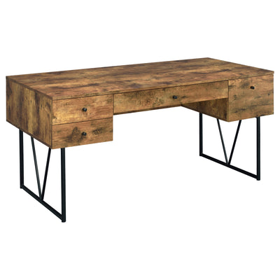 Furniture City Houma - Coaster - Analiese 63-inch 4-drawer Writing Desk Rustic Nutmeg - 800999