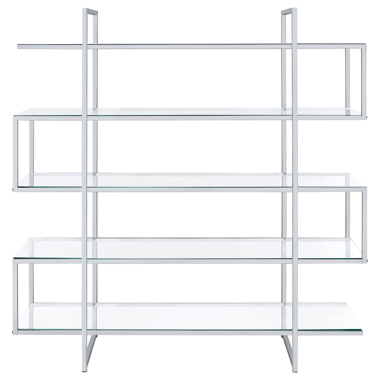 Elmer 63-inch 5-shelf Bookshelf Clear and Chrome