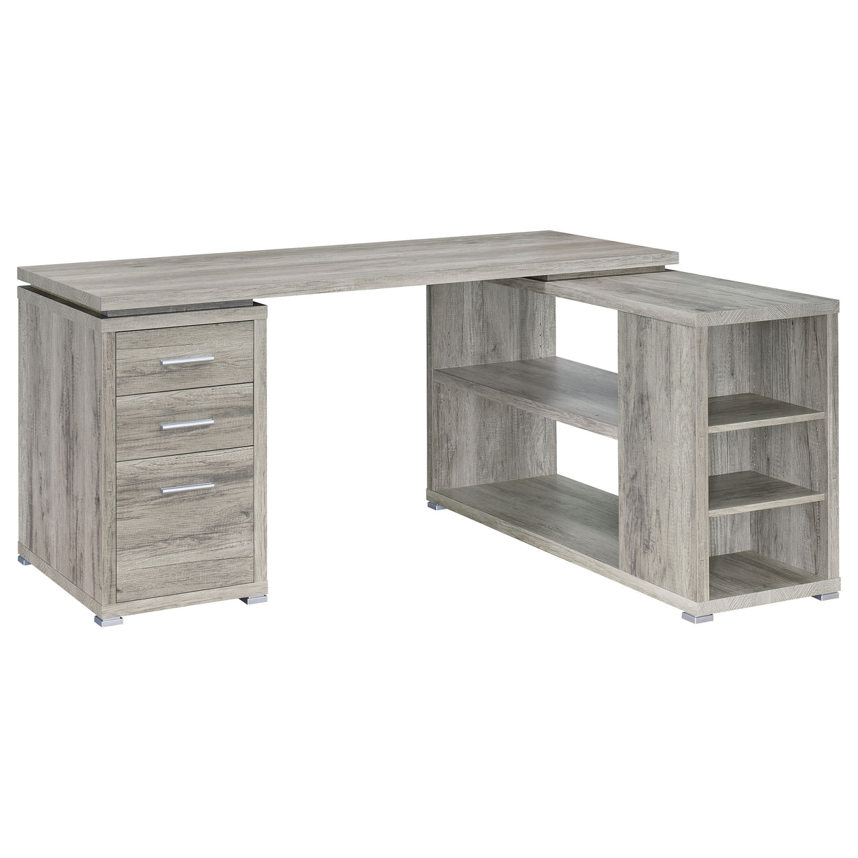 Furniture City Houma - Coaster - Yvette 60-inch 3-drawer L-Shape Computer Desk Grey Driftwood - 801516