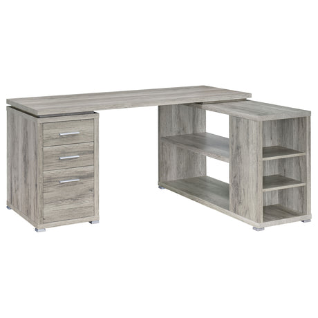 Furniture City Houma - Coaster - Yvette 60-inch 3-drawer L-Shape Computer Desk Grey Driftwood - 801516