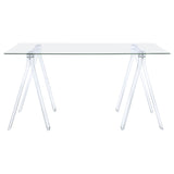Amaturo 59-inch Glass Top Acrylic Writing Desk Clear