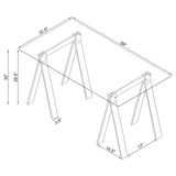 Amaturo 59-inch Glass Top Acrylic Writing Desk Clear