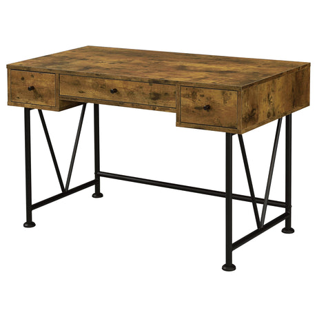 Furniture City Houma - Coaster - Analiese 47-inch 3-drawer Writing Desk Rustic Nutmeg - 801541