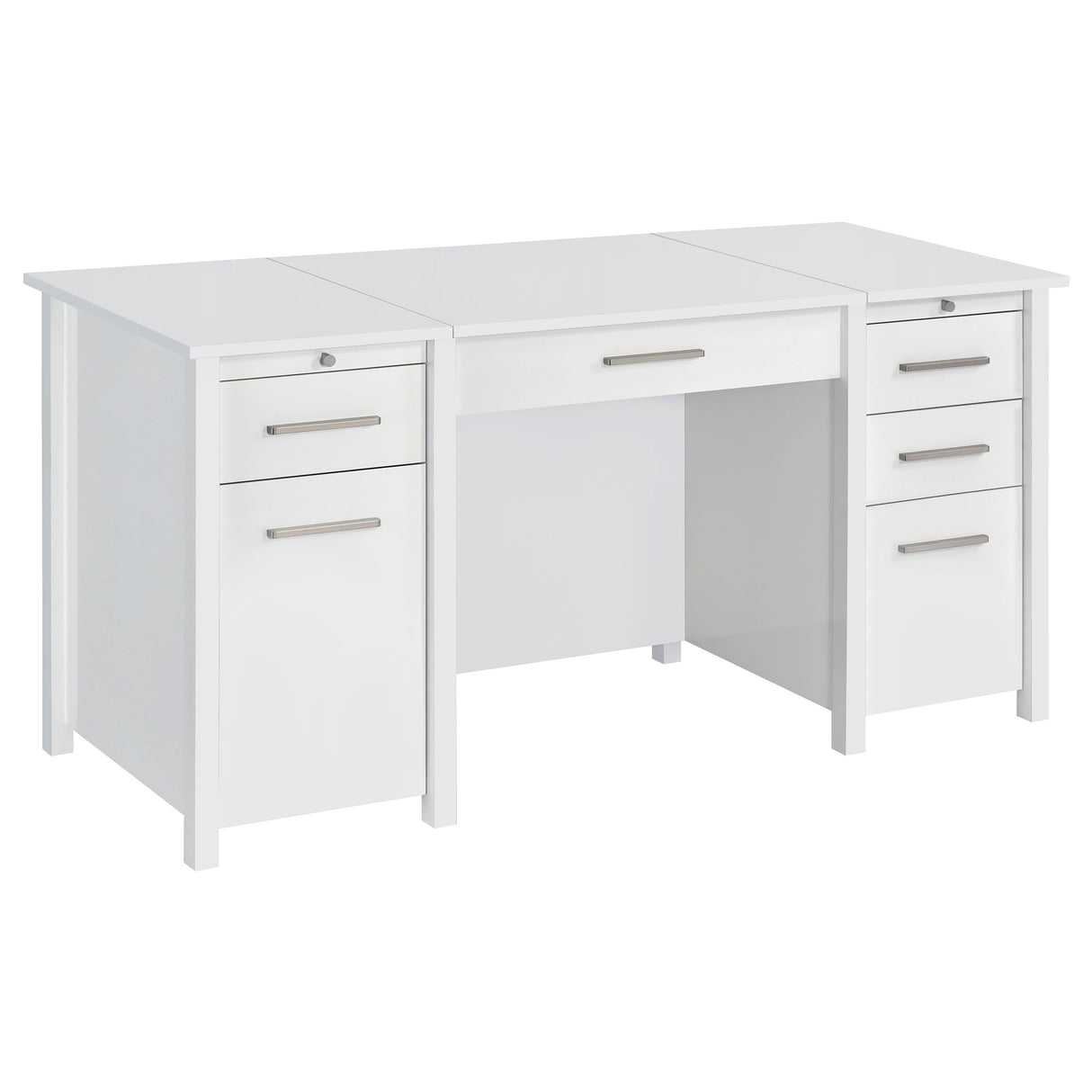 Furniture City Houma - Coaster - Dylan 60-inch 4-drawer Lift Top Office Desk White High Gloss - 801573