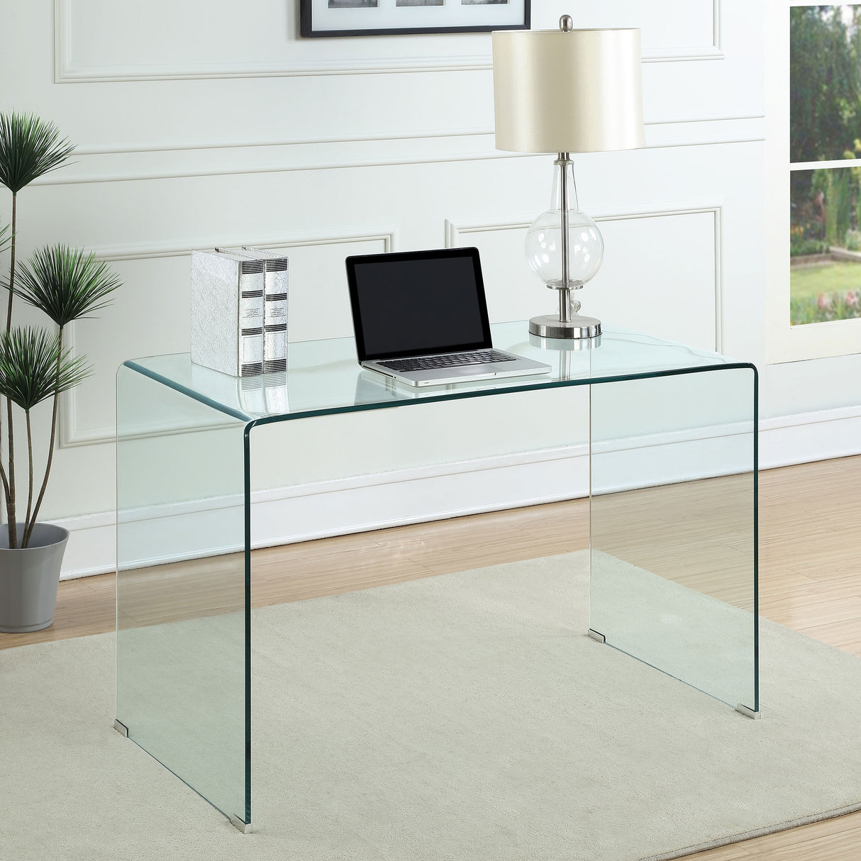 Furniture City Houma - Coaster - Ripley 47-inch Tempered Bent Glass Writing Desk Clear - 801581