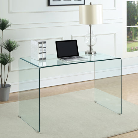 Furniture City Houma - Coaster - Ripley 47-inch Tempered Bent Glass Writing Desk Clear - 801581