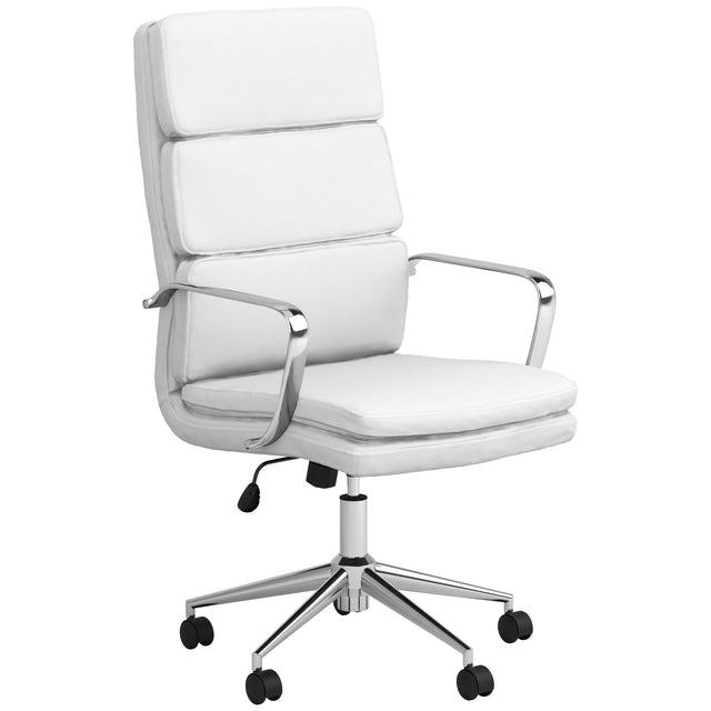 Furniture City Houma - Coaster - Ximena Upholstered Adjustable High Back Office Chair White - 801746