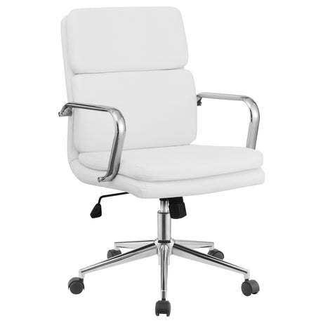 Furniture City Houma - Coaster - Ximena Upholstered Adjustable Mid Back Office Chair White - 801767
