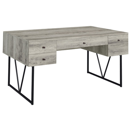 Furniture City Houma - Coaster - Analiese 63-inch 4-drawer Writing Desk Grey Driftwood - 801999