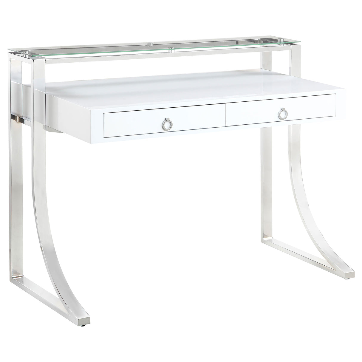 Furniture City Houma - Coaster - Gemma 48-inch 2-drawer Writing Desk White High Gloss - 802141