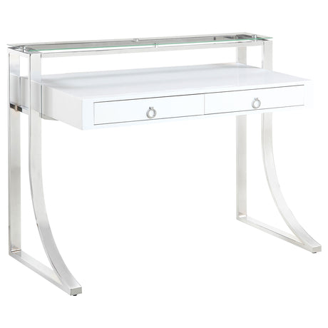 Furniture City Houma - Coaster - Gemma 48-inch 2-drawer Writing Desk White High Gloss - 802141