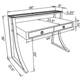 Gemma 48-inch 2-drawer Writing Desk White High Gloss