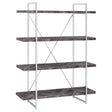 Furniture City Houma - Coaster - Grimma 63-inch 4-shelf Bookshelf Rustic Grey and Chrome - 802613
