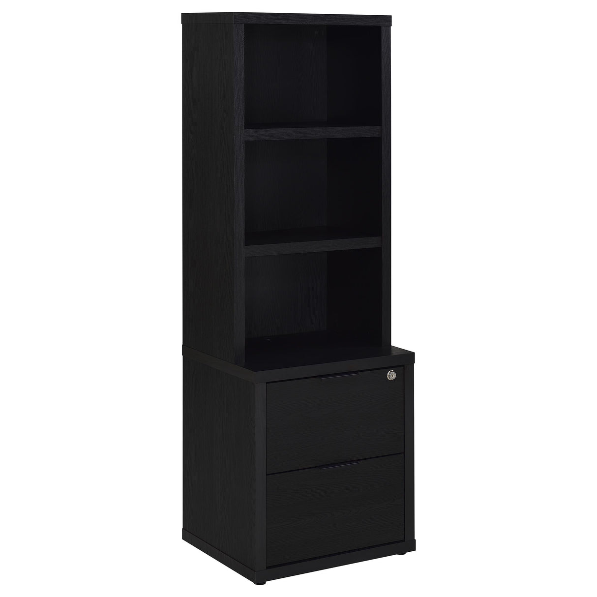 Furniture City Houma - Coaster - Westpark 3-shelf Bookcase USB and Lockable Drawer Black - 802703
