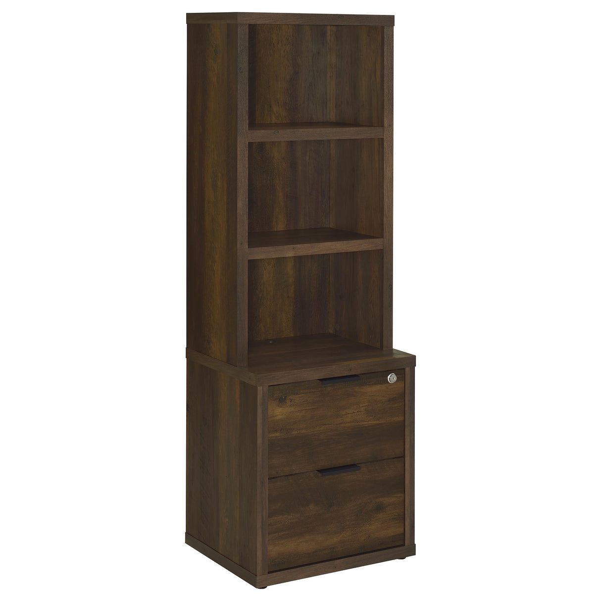 Furniture City Houma - Coaster - Westpark 3-shelf Bookcase USB and Lockable Drawer Dark Pine - 802713